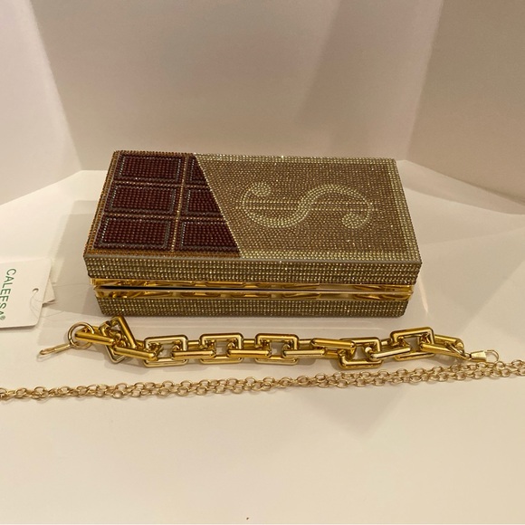 Vegan Dollar Sign Rhinestone Clutch NWT - Picture 9 of 10